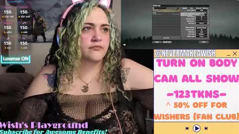 Snapshot of nevermakeawish chatting on 03-25-26, 09:26 Wishs Playground online show from 03-25-26, 09:26
