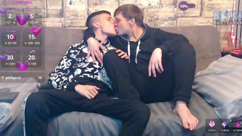 Max tall dark-haired guy with tattoos and Phil blond-haired online show from 03-28-26, 01:49
